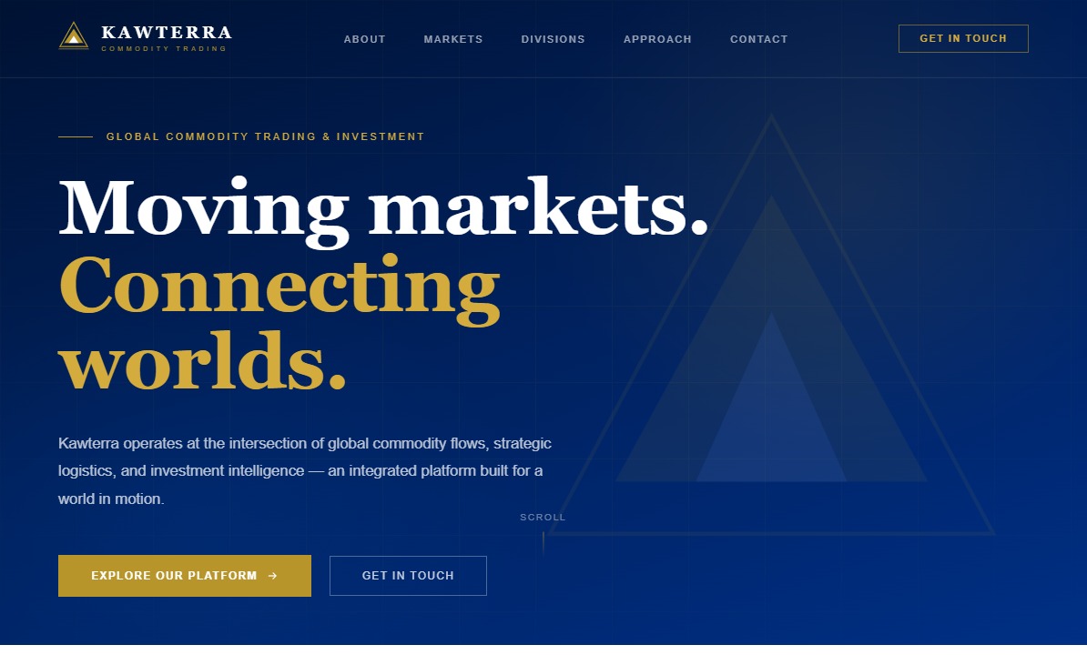 Kawterra — global commodity trading and investment website by Harvey Web Design