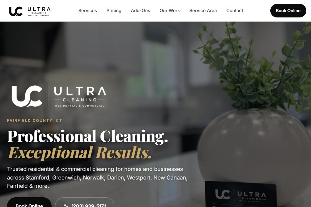 Ultra Cleaning CT — professional cleaning services website by Harvey Web Design